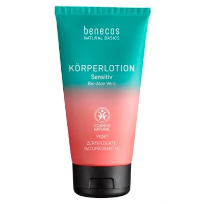 Abbildung von benecos Natural Basics Körperlotion Sensitiv Bio Aloe Vera 150ml vegan derm. getestet