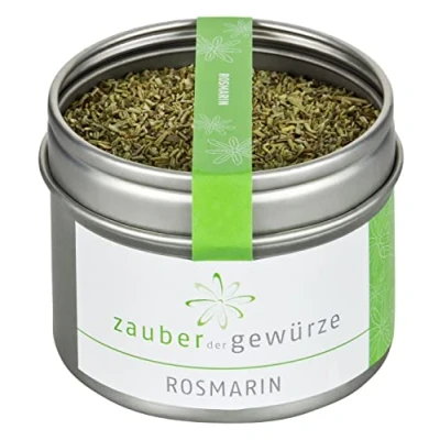 Abbildung von Zauber der Gewürze Rosmarin, getrocknet geschnitten, intensives Aroma, für Rosmarin Kartoffeln &amp; mediterrane Speisen, auch als Tee, Top Qualität in wiederverschließbarer Aroma Dose, 35 g