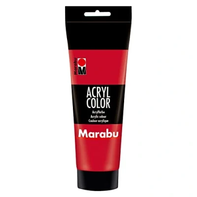 Abbildung von Marabu 12010025031 Acryl Color kirschrot 225 ml, cremige Acrylfarbe auf Wasserbasis, schnell trocknend, lichtecht, wasserfest, zum Auftragen mit Pinsel und Schwamm Leinwand, Papier Holz