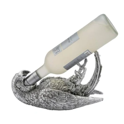 Abbildung von itsisa Flaschenhalter Papagei, Silber Skulptur Vogel, Wein Flaschen Halter Karibik, exotische Geschenkidee