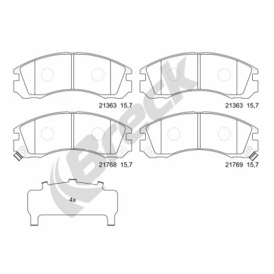 Abbildung von BRECK 21363 00 701 10 Bremsbelagsatz mit akustischer Verschleißwarnung MITSUBISHI: Outlander 3, 2 SUV, Lancer 8 Schrägheck