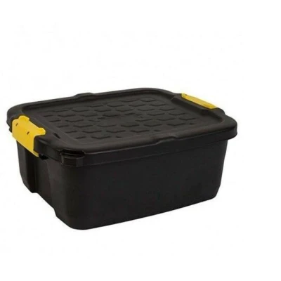 Abbildung von Strata Heavy Duty Aufbewahrungsbox, Secure Stackable Case 24 Liter 50x40x20cm Beständig gegen 350 kg schwarz/gelb