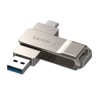 Abbildung von Lexar D40E 256 GB Dual Drive USB 3.2 Gen 1 Type C Jump Drive, Flash Metallgehäuse, schwenkbares Design, Thumb (LJDD40E256G BNSNG)