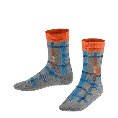 Abbildung von FALKE Unisex Kinder Beaver Check K SO Baumwolle Gemustert 1 Paar Socken, Grau (Light Grey 3400), 19 22