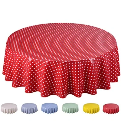 Abbildung von Wachstuch Tischdecke Abwaschbar Rund 160cm Kleine Tupfen Rot