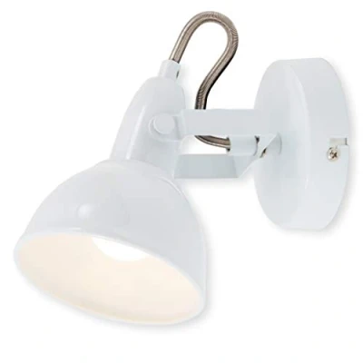 Abbildung von Briloner Leuchten Wandleuchte, Wandstrahler mit dreh und schwenkbarem Spot im Retro/Vintage Design, Fassung: E14 max. 40 Watt, Metall, Maße: 15.6x10 cm, Farbe: weiß, 15.6 x 10 cm