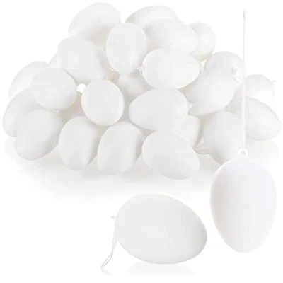Abbildung von com four® 36x Weiße Deko Ostereier aus Kunststoff Plastikeier zum Anmalen und Aufhängen Kunststoffeier für die Dekoration zu Ostern (36 Stück weiß 6cm)
