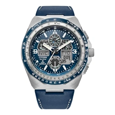 Abbildung von Citizen Funkuhr JY8148 08L, Armbanduhr, Herrenuhr, Solar, Lederarmband, Saphirglas, Datum