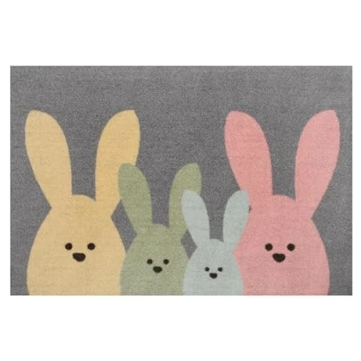 Abbildung von HANSE Home Fußmatte Bunny Family, rechteckig, Höhe: 7 mm, Schmutzfangmatte, In &amp; Outdoor, Rutschfest, Waschbar, Türmatte, Ostern