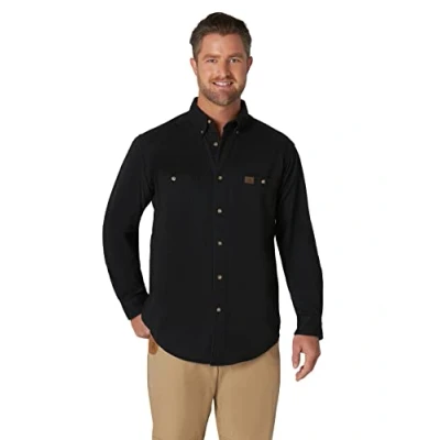 Abbildung von Wrangler Riggs Workwear Herren Logger Twill Langarm Arbeitshemd, Schwarz, Large Hoch