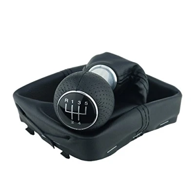 Abbildung von L&amp;P A255 3 Schaltsack Schaltmanschette Schwarz Schaltknauf perforiert PU Leder Rahmen GTI Look 5 Gang Komplettset kompatibel mit VW Polo 9N 9N2 9N3 4 IV Plug Play Ersatzteil für 6Q1711113