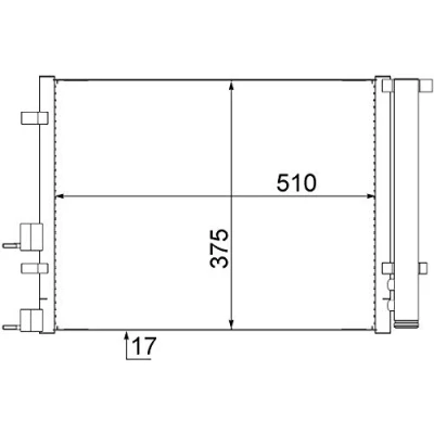 Abbildung von MAHLE ORIGINAL AC 731 000S Klimakondensator mit Trockner 510mm HYUNDAI: i20 I Schrägheck (PB) 1.4 CRDi, 1.6 CRDi 2008 2015