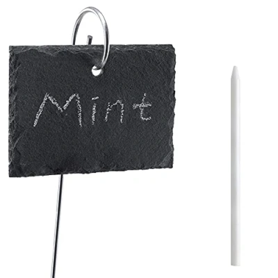 Abbildung von Navaris Hinweisschild 10x Schiefer Pflanzenschilder mit 40cm Metallstab Kreide, (1 St)