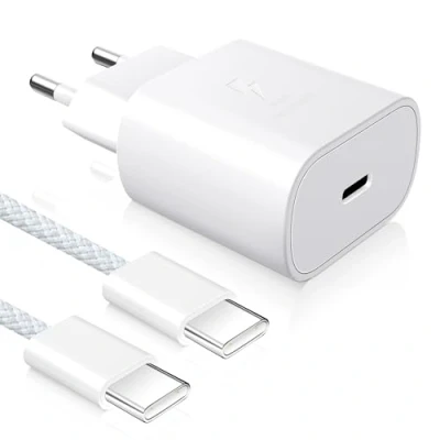 Abbildung von YISH USB C Ladegerät 25W： Netzteil PD 3.0 Schnellladegerät mit 60W 1M auf Kabel Kompatibel iPhone 16 15 Pro Max Samsung Galaxy S24 S23 Pixel Sony iPad Pro/Air/Mini