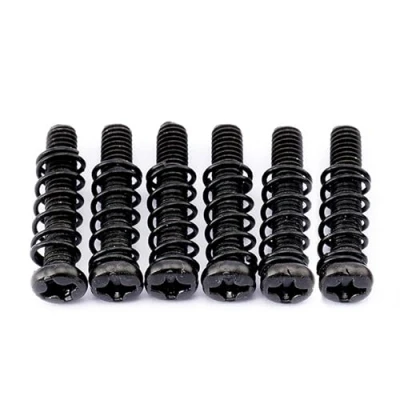 Abbildung von Musiclily Pro Metrisch M3x16mm Stahl Saitenreiter Intonations Schrauben und Federn Set für Import Strat Stil E Gitarre Tremolo Brücke, Schwarz (6er Set)