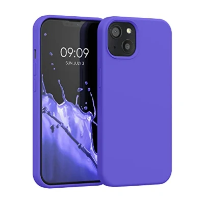 Abbildung von kwmobile Hülle kompatibel mit Apple iPhone 13 Silikon Handy Case Handyhülle weiche Oberfläche kabelloses Laden Blauviolett