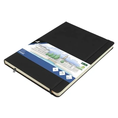 Abbildung von Kangaro Art Skizzenbuch A4 schwarz PU Hardcover 80 Blatt 140 Gramm cremefarbenes Papier