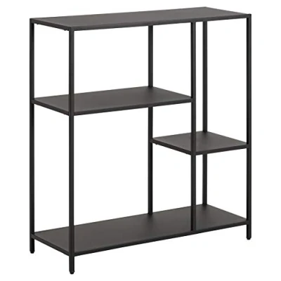 Abbildung von AC Design Furniture Norbert Asymmetrisches Doppel Bücherregal mit 3 Ablagen, B: 79,5 x H: 86 T: 30 cm, Schwarz, Metall, 1 Stk.