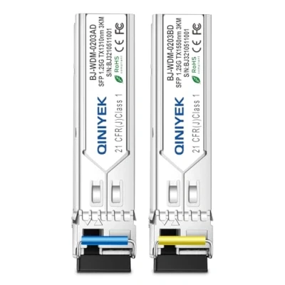 Abbildung von QINIYEK 1 Paar Simplex LC SFP Modul 3KM 1,25G BiDi Single Mode Faserstecker, WDM SM 1000BASE 1310nm/1550nm Transceiver