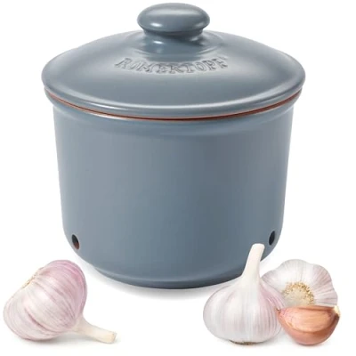 Abbildung von RÖMERTOPF Vorratsdose Frische Topf MINI Knoblauch Aufbewahrung 0,6 Liter Blau Grau, Keramik, (Set), aus Naturton