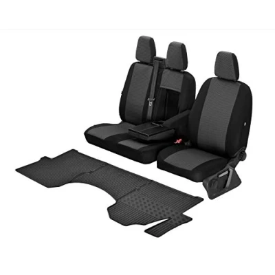 Abbildung von Passgenaue Sitzbezüge Hero und Gummifußmatten kompatibel mit VW Crafter 2006 2017 EIN Set