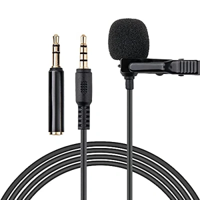 Abbildung von KIWIFOTOS Lavalier Mikrofon 3,5mm Professionelles Omnidirektional Kondensator Ansteckmikrofon 2m Verlängerungskabel für Smartphone PC Computer Kamera Videokonferenz Podcast