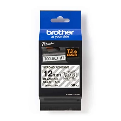 Abbildung von Brother Original P touch Schriftband TZe S131 12 mm, schwarz auf transparent (kompatibel u.a. mit PT H100LB/R, H105, E100/VP, D200/BW/VP, D210/VP) extra stark klebend, laminiert