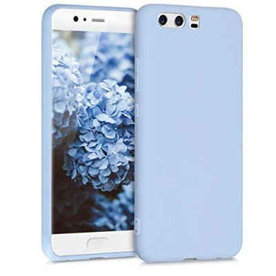 Abbildung von kwmobile Hülle kompatibel mit Huawei P10 weiches TPU Silikon Case Cover geeignet für kabelloses Laden Hellblau matt
