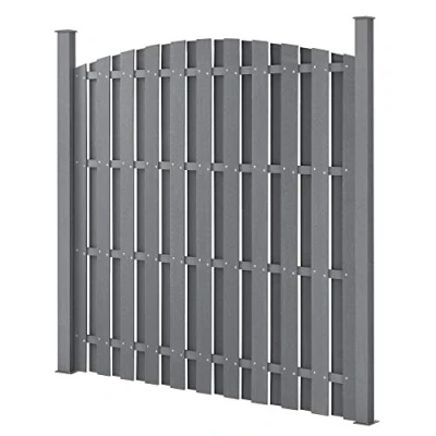 Abbildung von neu.holz WPC Gartenzaun mit Rundbogen 185x193cm Grau Sichtschutz Windschutz Lamellenzaun Zaun