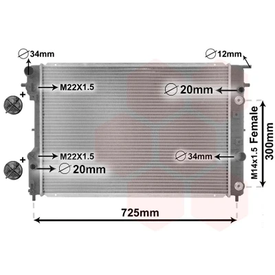 Abbildung von VAN WEZEL 37002193 Kühler, Motorkühlung Aluminium 650 445 25 *** IR PLUS mit Zubehör, Ölkühler Kühlrippen gelötet OPEL: Omega B Limousine