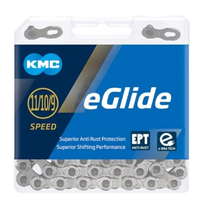 Abbildung von KMC eGlide EPT 9 , 10 &amp; 11 Gang Kette, Dunkelsilber, 132 Glieder