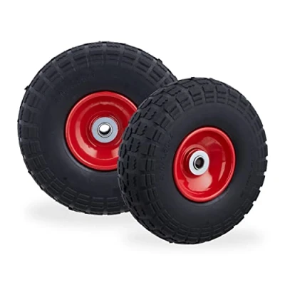 Abbildung von relaxdays Sackkarren Rad Sackkarrenrad PU im 2er Set, Schwarz Rot