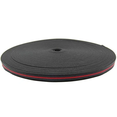 Abbildung von Meterware Polypropylen Gurtband gummiert Breite 20 mm Schwarz Rot