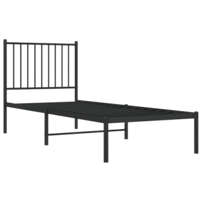 Abbildung von vidaXL Bett Bettgestell mit Kopfteil Metall Schwarz 75x190 cm