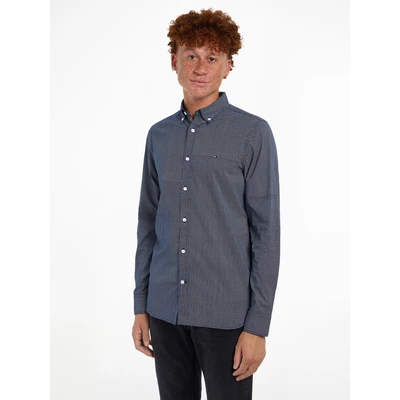 Abbildung von Tommy Hilfiger FLEX Micro Hemd, Herren, Größe: XL, Carbon navy/ancient white