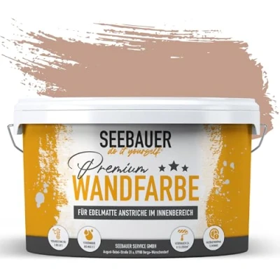 Abbildung von SEEBAUER diy Wandfarbe Rot 10L für Innen (No. 306 Canadian Forest) Edelmatte hellrote Innenfarbe Rottöne sehr hohe Deckkraft Matt, Abwaschbar und Tropffrei