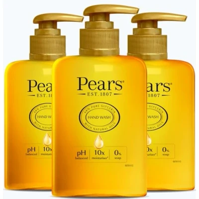 Abbildung von Pears Pure &amp; Gentle Handwäsche, Original Hergestellt mit natürlichen Ölen und seifenfrei, pflegende Feuchtigkeitspflege natürliche Extrakte, ideal für alle Hauttypen 3er Pack, 250 ml