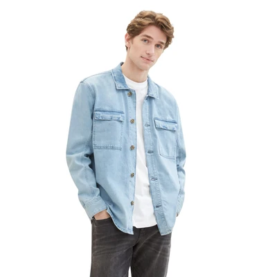 Abbildung von TOM Tailor Hemd, Herren, Größe: Small, Used bleached blue denim
