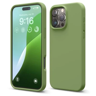 Abbildung von elago Premium Liquid Silikon Hülle Kompatibel mit iPhone 16 Pro Max Hülle, Ganzkörper Handyhülle, Stoßfest, Schlanke Kratzfester weicher Mikrofaser Innenfutter, 6.9 Zoll (Zenderngrün)