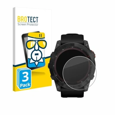 Abbildung von BROTECT (3 Stück Panzer Schutz Glas für Garmin Fenix 7X (51 mm) 9H Echtglas, Displayschutz