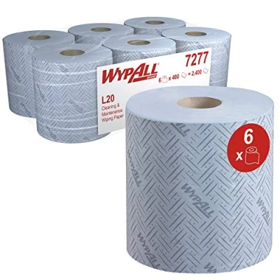 Abbildung von WypAll L20 Papierreinigungstücher für Reinigung und Wartung 7277 2 lagige Rolle mit Zentralentnahme 6 blaue Rollen x 400 (insg. 2.400)