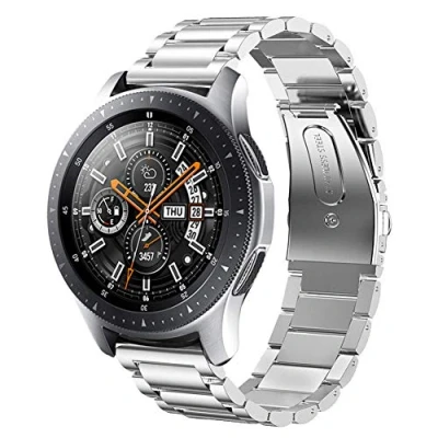 Abbildung von SUNDAREE Kompatibel mit Armband Galaxy Watch 46MM/Watch 3 45MM/S3 Classic/Garmin Venu 2/Huawei GT3 46MM/Amazfit GTR 4,22MM Metall Silber Herren Ersatz Metallarmband Edelstahl Uhrenarmband