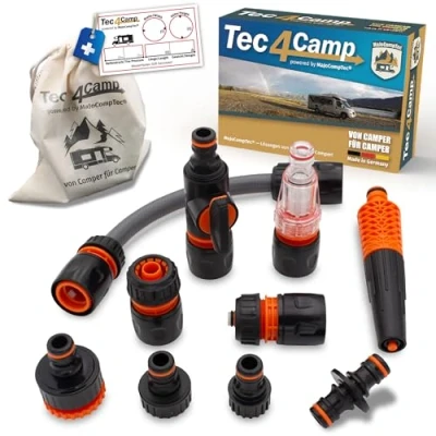 Abbildung von MaJoCompTec® CONNECT 30 Wohnmobil Wasserfilter Set Caravan Wasser Einfüllstutzen Tankdeckel Zubehör Schlauchverbinder kompatibel mit Gardena (Anschluss Filter, Zubehör)