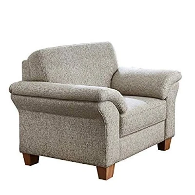 Abbildung von CAVADORE Sessel Byrum / Großer 1 Sitzer im Landhausstil mit Federkern Passend zur edlen Sofagarnitur 101 x 87 88 Natur (Weiss Beige)