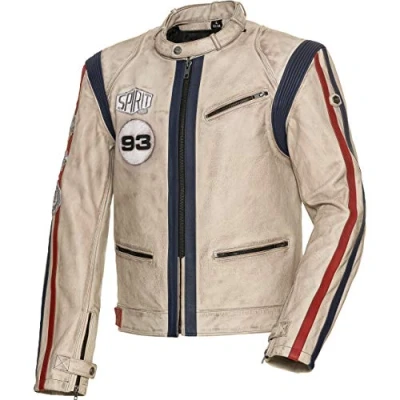 Abbildung von Spirit Motors Klassik Lederjacke 4.0 weiß/rot/blau L Herren