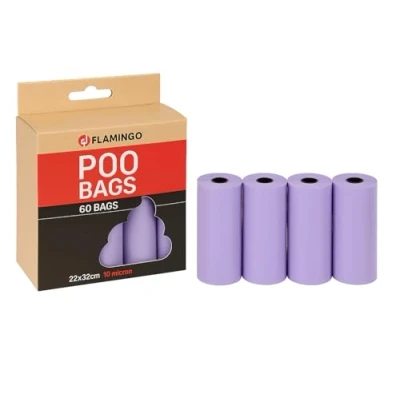 Abbildung von Flamingo Kotbeutel Basic Pastelllila, 60 Stück Kompakte &amp; stylische Hundetüten für unterwegs!