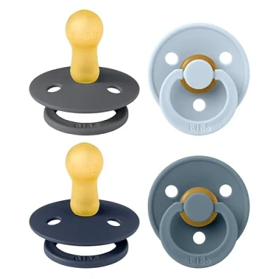 Abbildung von BIBS Colour Schnuller 4er Pack, BPA frei, Kirschform Nippel. Naturkautschuk/Latex, Hergestellt in Dänemark. 6 18 Monate (4er Pack), Deep Space Mix