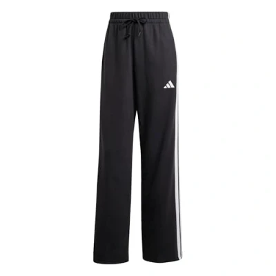 Abbildung von adidas Damen Essentials 3 Stripes Open Hem French Terry Pants, Black/White, L
