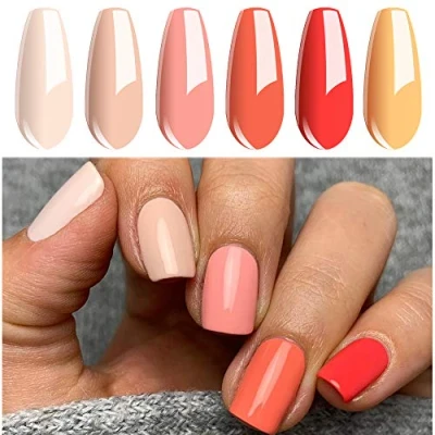 Abbildung von Vishine 6 Stück Gel Nagellack das Design Set für Semipermanenten Nägel Orange UV LED 8ml