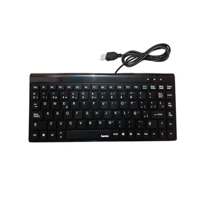 Abbildung von DOKI Hama Mini Tastatur mit Kabel Neigungseinstellung, USB Stecker Typ A, 88 Tasten, flache Schwarz